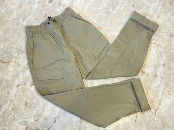 Urban Outfitters Pants - urban outfitters grey beige cargo pant trouser elastic waistband worn once Sz XS